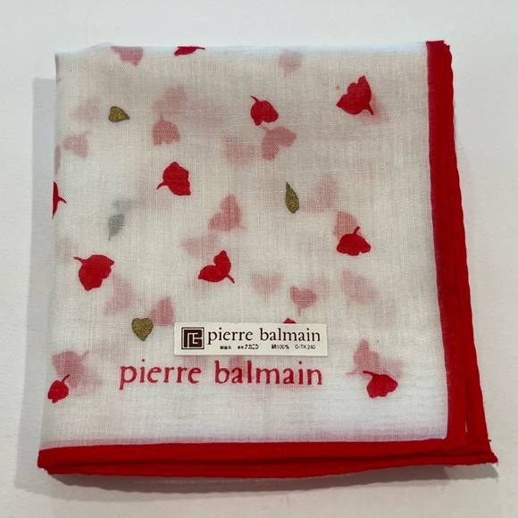 Pierre Balmain Accessories - Pierre Balmain Handkerchief Women Floral Red Pattern 100% Cotton Square 17”